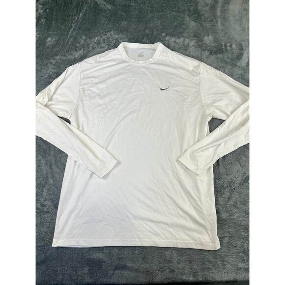 Men’s White Nike Dri-FIT Long Sleeve Shirt Size Large – Excellent Condition - Picture 1 of 9